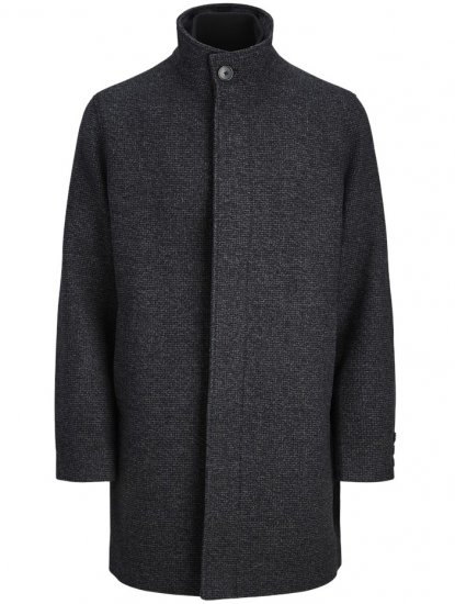 Jack & Jones Keith Standcollar Wool Blend Jacket Charcoal Grey - Giubbotti - Giubbotti Uomo Taglie Forti