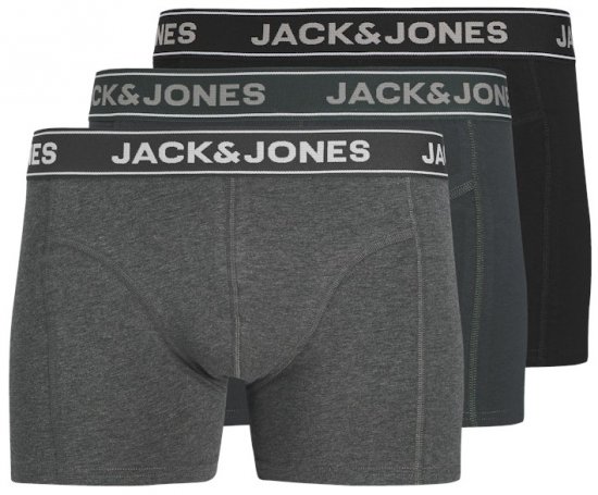 Jack & Jones Black Friday Trunks 3-Pack Grey Black - Intimo & costumi da bagno - Intimo Taglie Forti Uomo