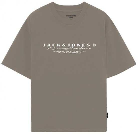 Jack & Jones Point Branding Crew Neck T-Shirt Desert Taupe - Magliette - Magliette Uomo Taglie Forti