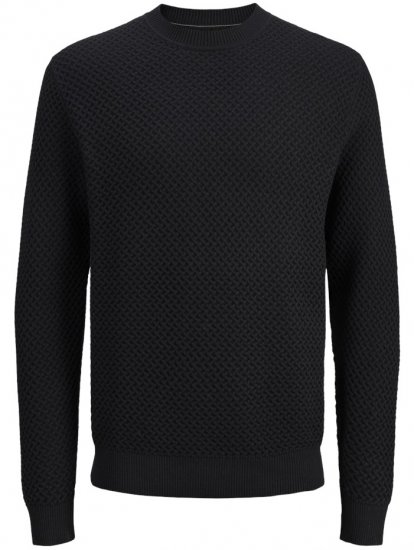 Jack & Jones Barkley Crew Neck Knitted Sweater Black - Felpe & felpe con cappuccio - Felpe & Felpe con Cappuccio Uomo Taglie Forti