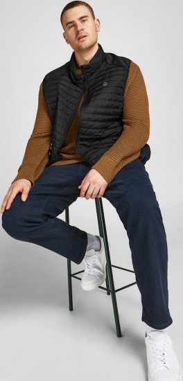 Jack & Jones MULTI BODYWARMER With COLLAR Black - Giubbotti - Giubbotti Uomo Taglie Forti
