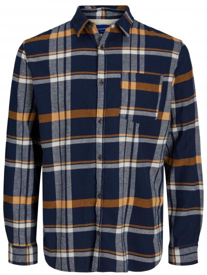 Jack & Jones JOROWEN CHECK COMFORT Shirt Navy - Camicie - Camicie Taglie Forti Uomo