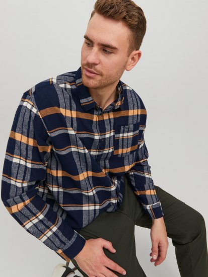 Jack & Jones JOROWEN CHECK COMFORT Shirt Navy - Camicie - Camicie Taglie Forti Uomo