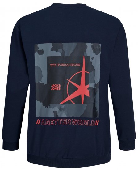 Jack & Jones JCOFILO Crew Neck Sweater with Back Print Navy Blazer - Felpe & felpe con cappuccio - Felpe & Felpe con Cappuccio Uomo Taglie Forti