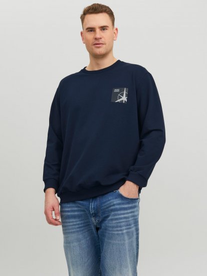 Jack & Jones JCOFILO Crew Neck Sweater with Back Print Navy Blazer - Felpe & felpe con cappuccio - Felpe & Felpe con Cappuccio Uomo Taglie Forti