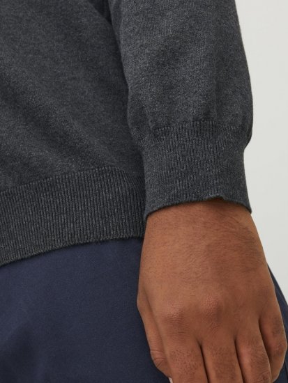 Jack & Jones BASIC Knitted Sweater Dark Grey Melange - Felpe & felpe con cappuccio - Felpe & Felpe con Cappuccio Uomo Taglie Forti