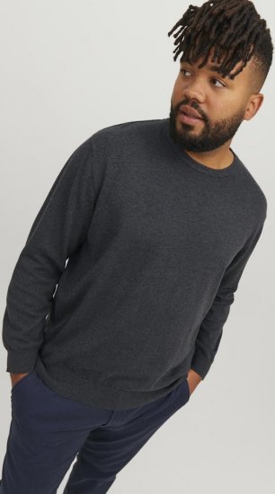 Jack & Jones BASIC Knitted Sweater Dark Grey Melange - Felpe & felpe con cappuccio - Felpe & Felpe con Cappuccio Uomo Taglie Forti