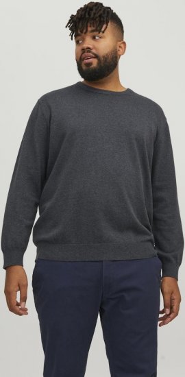Jack & Jones BASIC Knitted Sweater Dark Grey Melange - Felpe & felpe con cappuccio - Felpe & Felpe con Cappuccio Uomo Taglie Forti