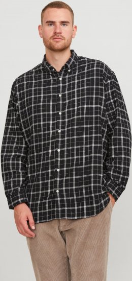 Jack & Jones JORCOZY FLANNEL CHECK SHIRT LS Black - Camicie - Camicie Taglie Forti Uomo