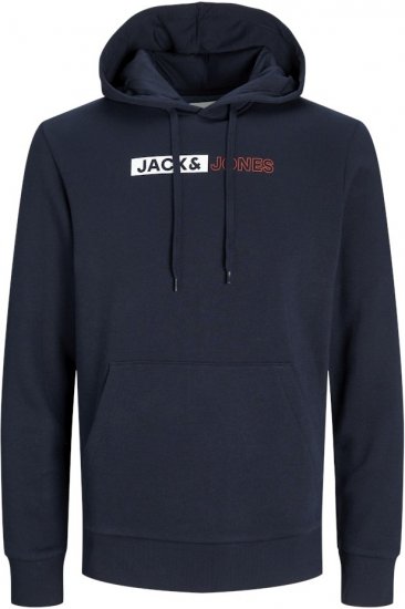 Jack & Jones CORP LOGO PLAY 5 Print Hoodie Navy Blazer - Felpe & felpe con cappuccio - Felpe & Felpe con Cappuccio Uomo Taglie Forti