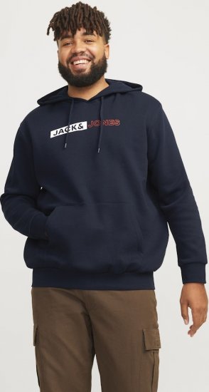 Jack & Jones CORP LOGO PLAY 5 Print Hoodie Navy Blazer - Felpe & felpe con cappuccio - Felpe & Felpe con Cappuccio Uomo Taglie Forti