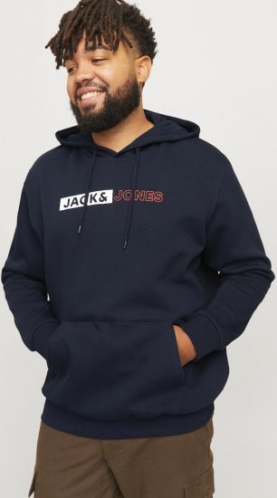 Jack & Jones CORP LOGO PLAY 5 Print Hoodie Navy Blazer - Felpe & felpe con cappuccio - Felpe & Felpe con Cappuccio Uomo Taglie Forti