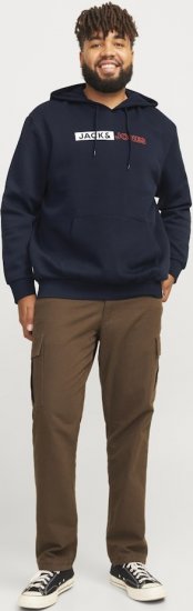 Jack & Jones CORP LOGO PLAY 5 Print Hoodie Navy Blazer - Felpe & felpe con cappuccio - Felpe & Felpe con Cappuccio Uomo Taglie Forti