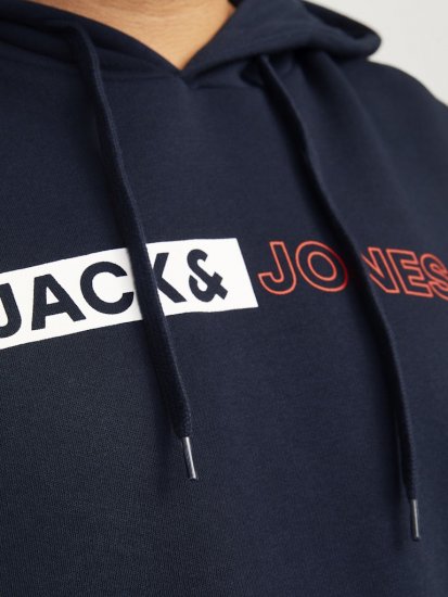 Jack & Jones CORP LOGO PLAY 5 Print Hoodie Navy Blazer - Felpe & felpe con cappuccio - Felpe & Felpe con Cappuccio Uomo Taglie Forti