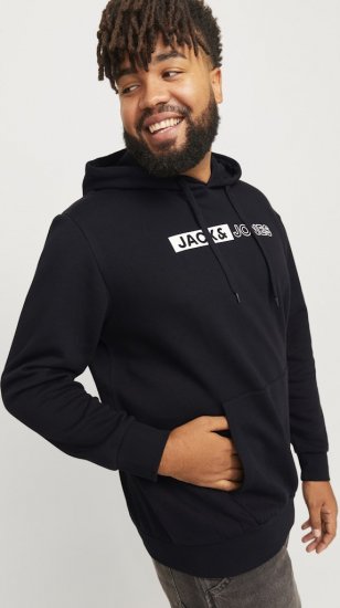Jack & Jones CORP LOGO PLAY 5 Print Hoodie Black - Felpe & felpe con cappuccio - Felpe & Felpe con Cappuccio Uomo Taglie Forti