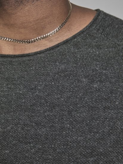 Jack & Jones HILL Knitted Sweater Dark Grey Melange - Felpe & felpe con cappuccio - Felpe & Felpe con Cappuccio Uomo Taglie Forti