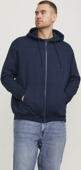 Jack & Jones BRADLEY Zip Hoodie Navy Blazer - Felpe & felpe con cappuccio - Felpe & Felpe con Cappuccio Uomo Taglie Forti