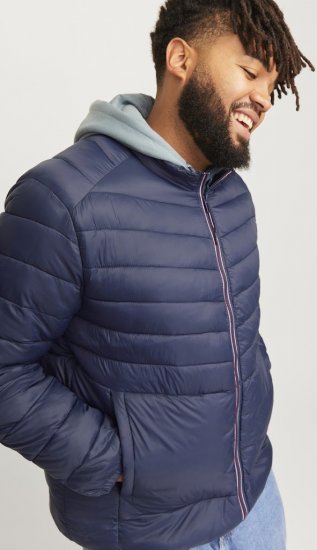 Jack & Jones SPRINT True Red Stitches Quilted Collar Jacket Navy Blazer - Giubbotti - Giubbotti Uomo Taglie Forti