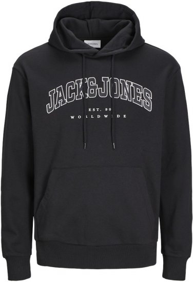 Jack & Jones CALEB Hoodie Black - Felpe & felpe con cappuccio - Felpe & Felpe con Cappuccio Uomo Taglie Forti