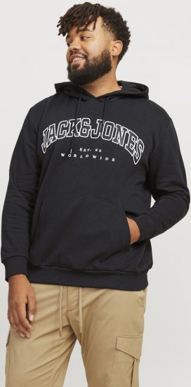 Jack & Jones CALEB Hoodie Black - Felpe & felpe con cappuccio - Felpe & Felpe con Cappuccio Uomo Taglie Forti