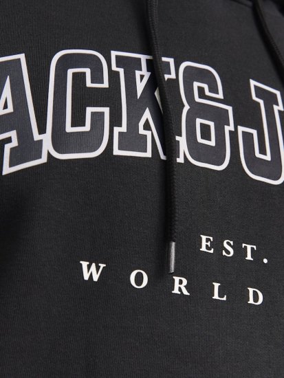 Jack & Jones CALEB Hoodie Black - Felpe & felpe con cappuccio - Felpe & Felpe con Cappuccio Uomo Taglie Forti