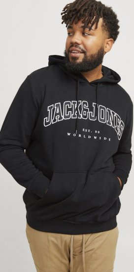Jack & Jones CALEB Hoodie Black - Felpe & felpe con cappuccio - Felpe & Felpe con Cappuccio Uomo Taglie Forti