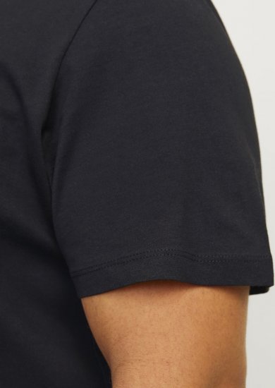 Jack & Jones CALEB VARSITY O-Neck T-Shirt Black - Magliette - Magliette Uomo Taglie Forti