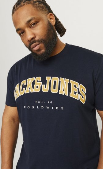 Jack & Jones CALEB VARSITY O-Neck T-Shirt Navy Blazer - Magliette - Magliette Uomo Taglie Forti