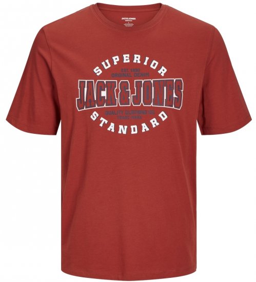 Jack & Jones JJELOGO O-Neck T-Shirt Red Ochre - Magliette - Magliette Uomo Taglie Forti