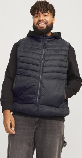 Jack & Jones SPRINT BODYWARMER With Collar Black - Giubbotti - Giubbotti Uomo Taglie Forti