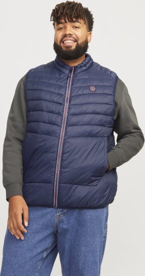 Jack & Jones SPRINT True Red Stitches BODYWARMER Navy Blazer - Giubbotti - Giubbotti Uomo Taglie Forti