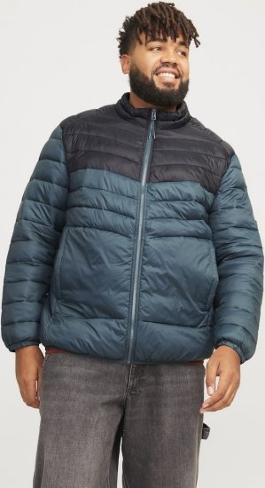 Jack & Jones SPRINT Black Blocking Quilted Collar Jacket Teal - Giubbotti - Giubbotti Uomo Taglie Forti