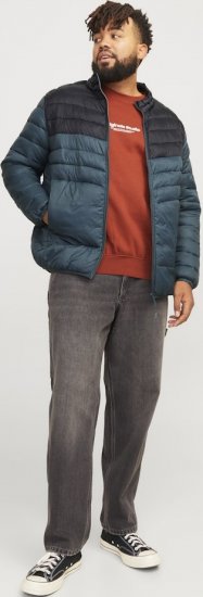 Jack & Jones SPRINT Black Blocking Quilted Collar Jacket Teal - Giubbotti - Giubbotti Uomo Taglie Forti