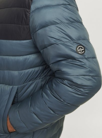 Jack & Jones SPRINT Black Blocking Quilted Collar Jacket Teal - Giubbotti - Giubbotti Uomo Taglie Forti