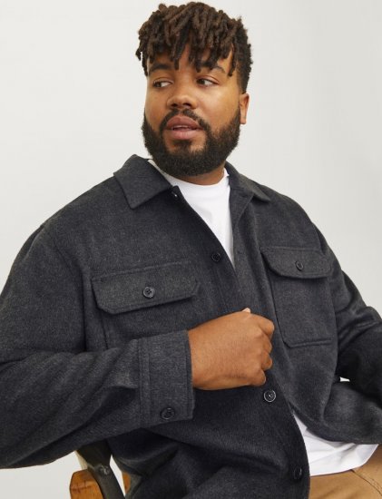 Jack & Jones BRADLEY OLLIE Overshirt LS Black - Camicie - Camicie Taglie Forti Uomo