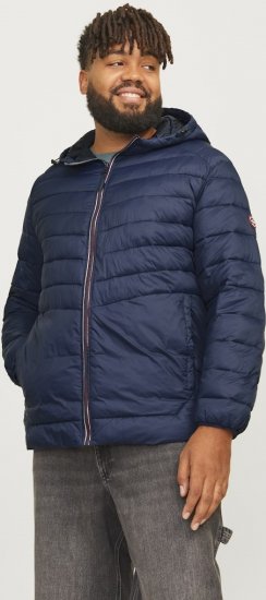 Jack & Jones SPRINT Red Stitches Quilted Hooded Jacket Navy Blazer - Giubbotti - Giubbotti Uomo Taglie Forti