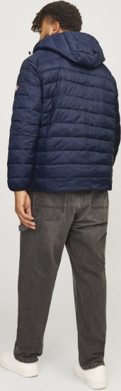 Jack & Jones SPRINT Red Stitches Quilted Hooded Jacket Navy Blazer - Giubbotti - Giubbotti Uomo Taglie Forti
