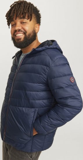 Jack & Jones SPRINT Red Stitches Quilted Hooded Jacket Navy Blazer - Giubbotti - Giubbotti Uomo Taglie Forti