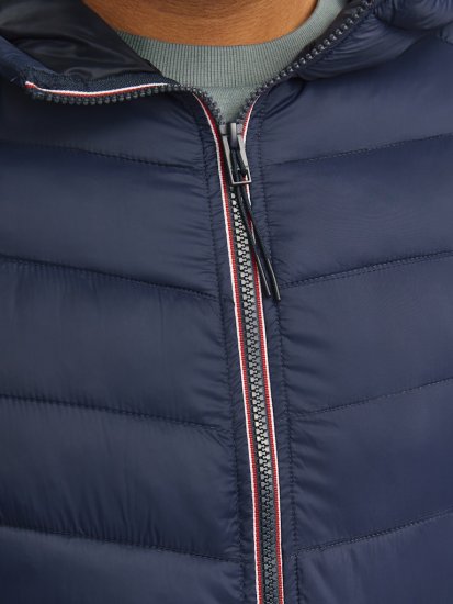 Jack & Jones SPRINT Red Stitches Quilted Hooded Jacket Navy Blazer - Giubbotti - Giubbotti Uomo Taglie Forti