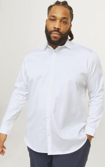 Jack & Jones ARMA LS Shirt White - Camicie - Camicie Taglie Forti Uomo