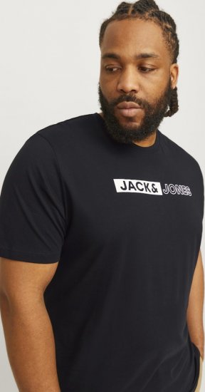 Jack & Jones CORP Logo Play 5 T-Shirt Black - Magliette - Magliette Uomo Taglie Forti