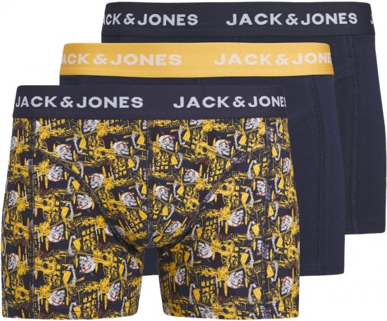 Jack & Jones SKULLROCK Trunks 3-Pack Navy Blazer - Intimo & costumi da bagno - Intimo Taglie Forti Uomo