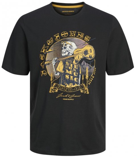 Jack & Jones JJSKULL ROCK T-Shirt Black - Magliette - Magliette Uomo Taglie Forti