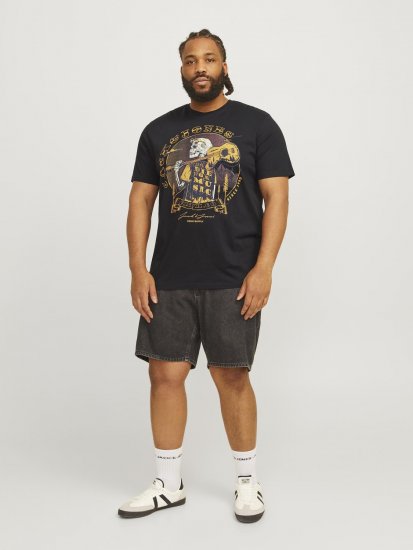 Jack & Jones JJSKULL ROCK T-Shirt Black - Magliette - Magliette Uomo Taglie Forti