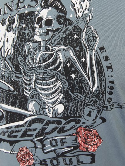 Jack & Jones JJSKULL ROCK T-Shirt Goblin Blue - Magliette - Magliette Uomo Taglie Forti