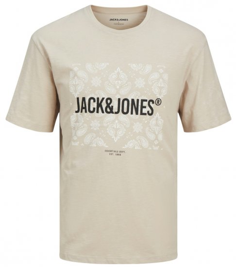 Jack & Jones JJPAISLEY T-Shirt Moonbeam - Magliette - Magliette Uomo Taglie Forti