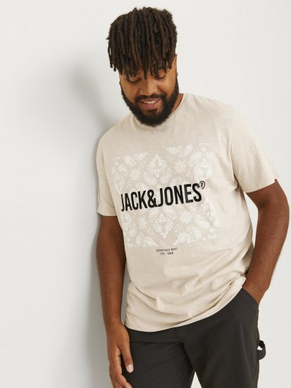 Jack & Jones JJPAISLEY T-Shirt Moonbeam - Magliette - Magliette Uomo Taglie Forti