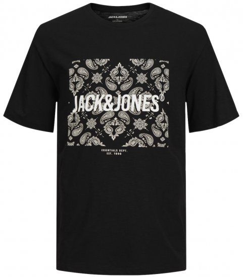 Jack & Jones JJPAISLEY T-Shirt Black - Magliette - Magliette Uomo Taglie Forti