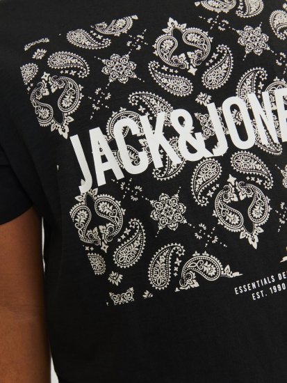 Jack & Jones JJPAISLEY T-Shirt Black - Magliette - Magliette Uomo Taglie Forti