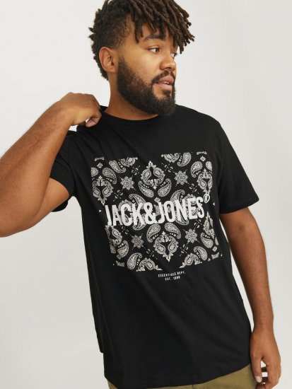 Jack & Jones JJPAISLEY T-Shirt Black - Magliette - Magliette Uomo Taglie Forti